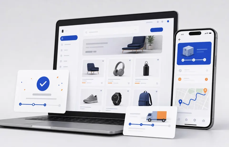 Visual conceptual de una plataforma de comercio digital